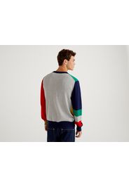 Benetton, Patchwork-pullover In 100% Baumwolle, taglia XXL, Bunt, Herren