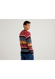 Benetton, Pullover Aus Einer Cashmeremischung Mit Bunten Streifen, taglia XXL, Bunt, Herren