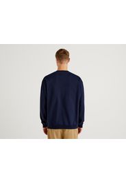 Benetton, Leichtes Sweatshirt Aus Bio-baumwolle, taglia XXL, Dunkelblau, Herren