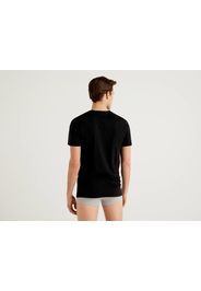 Benetton, T-shirt Aus Langfaseriger Baumwolle, taglia EL, Schwarz, Herren