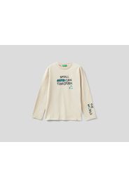 Benetton, Warmes T-shirt Mit Print, taglia , Cremeweiss, Kinder