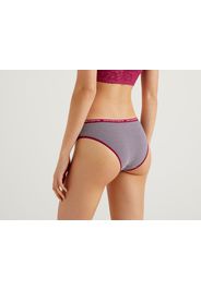 Benetton, Gemusterter Slip Aus Stretchiger Baumwolle, taglia L, Pflaume, Damen