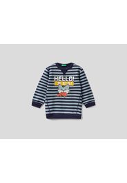 Benetton, Gestreiftes Sweatshirt Mit Print, taglia , Blau, Kinder