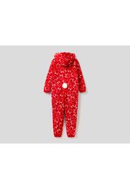 Benetton, Jumpsuit Mit Kapuze Und Rentier-print, taglia 2XL, Rot, Kinder