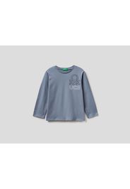 Benetton, T-shirt Mit Langen Ärmeln Aus Bio-baumwolle, taglia , Cremeweiss, Kinder