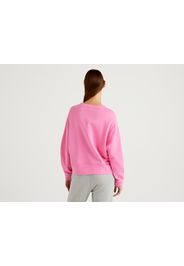 Benetton, Oversize-sweatshirt In 100% Baumwolle, taglia L, Pink, Damen