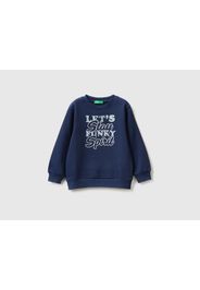 Benetton, Sweatshirt Mit Rundausschnitt Und Print, taglia 82, Dunkelblau, male