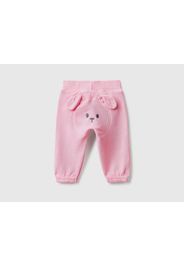 Benetton, Hose Aus Warmem Sweatstoff Mit Stickerei, taglia 50, Pink, unisex