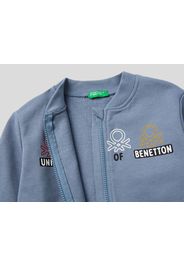 Benetton, Sweatshirt Aus Bio-baumwolle Mit Reißverschluss, taglia , Verkehrsblau, Kinder