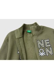 Benetton, Sweatshirt Aus Bio-baumwolle Mit Reißverschluss, taglia 82, Militärgrün, male