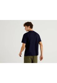 Benetton, Blaues T-shirt Aus Reiner Baumwolle, taglia EL, Dunkelblau, Herren