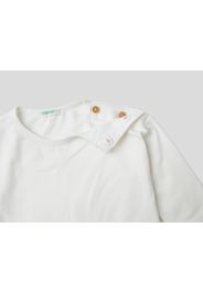 Benetton, T-shirt Aus Bio-baumwolle Und Bambus-viskose, taglia , Cremeweiss, Kinder