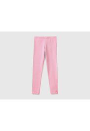 Benetton, Leggings Aus Stretchiger Baumwolle Mit Logo, taglia 2XL, Pink, female