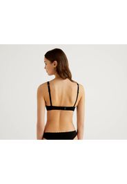 Benetton, Bralette Aus Bio-stretchbaumwolle, taglia L, Schwarz, Damen