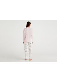 Benetton, Warmer Pyjama Mit Uhu-print, taglia L, Pastellrosa, Damen