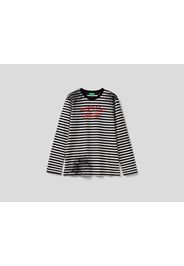 Benetton, Gestreiftes Shirt Mit Print, taglia , Schwarz, Kinder