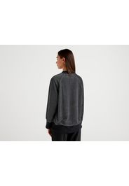 Benetton, Oversize-sweatshirt Aus Chenille, taglia L, Schwarz, Damen