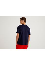 Benetton, Shirt Aus 100% Bio-baumwolle, taglia XXL, Dunkelblau, Herren