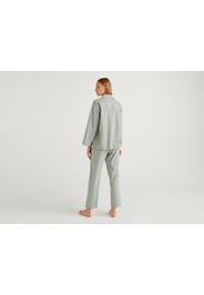 Benetton, Vichy-pyjama Aus Flanell, taglia L, Grau, Damen