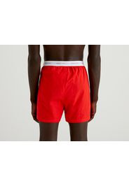 Benetton, Boxershorts In Rot Mit Gummi Samt Logo, taglia L, Rot, Herren