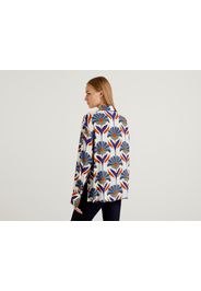 Benetton, Fließende Bluse Mit Retro-print, taglia L, Bunt, Damen