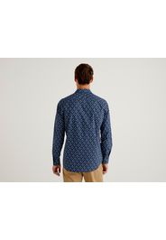 Benetton, Slim Fit-hemd Mit Musterprint, taglia XXL, Blau, Herren