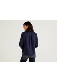 Benetton, Bluse Aus Leichter Baumwolle, taglia L, Dunkelblau, Damen