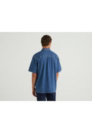 Benetton, Jeanshemd Mit Kurzen Ärmeln, taglia XXL, Blau, Herren