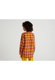 Benetton, Flanellbluse Mit Karomuster, taglia L, Orange, Damen