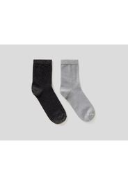 Benetton, Zwei Paar Socken Mit Lurexfaden, taglia 1, Bunt, Kinder