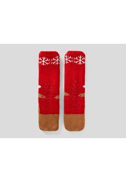 Benetton, Gestrickte Socken Mit Rentier-design, taglia OS, Rot, Damen