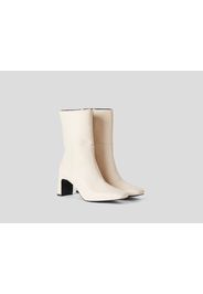 Benetton, Stiefeletten Aus Leder Mit Absatz, taglia 35, Cremeweiss, Damen