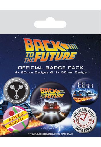 Back To The Future - Delorean Multicolored Pack Of 5 - Buttons