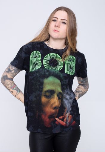 Bob Marley - Smoke Gradient Dip Dye - - T-Shirts