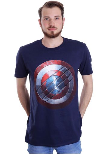 Captain America - Clawed Shield Navy - - T-Shirts