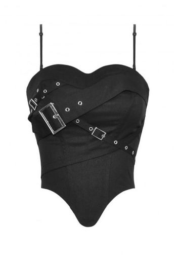 Dark In Love - Punk Metal Crop Corset Black - Tops