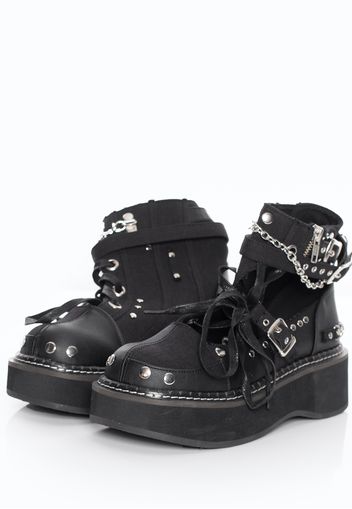 Demonia - Emily 317 Black Canvas Vegan Leather - Stiefel