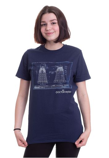 Doctor Who - Dalek Blueprint Navy - - T-Shirts