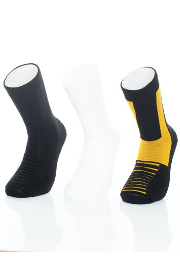 Dr. Martens - Double Doc Pack Of 3 Black/White/Yellow Cotton Blend - Socken