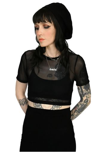 Foxblood - Mesh Short Sleeve Crop Black - Tops