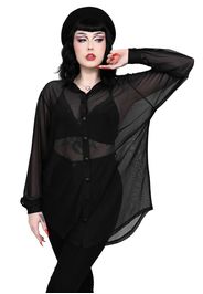 Foxblood - Mesh Memphis Oversized Black - Blusen