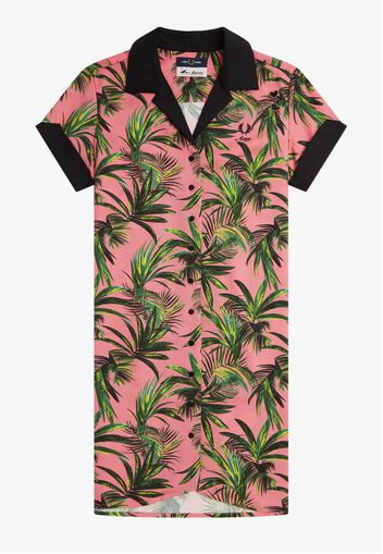 Fred Perry X Amy Winehouse - Palm Print Shirt Coral Heat - Kleider