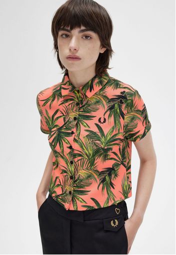 Fred Perry X Amy Winehouse - Palm Print Pique Coral Heat - Hemden