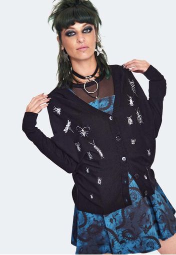 Jawbreaker - Insect Embroidered Slouchy Black - Jacken