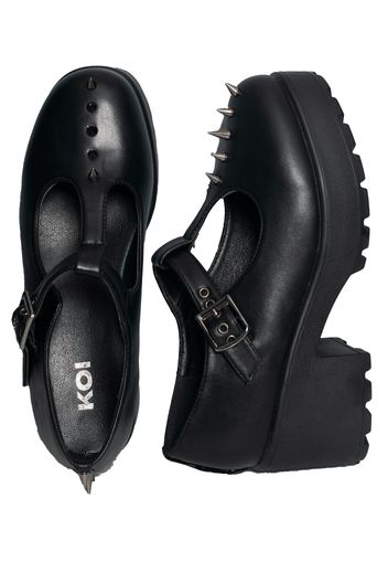 Koi Footwear - Sai Spike Mary Janes Deranged Gloom Edition Black - Stiefel