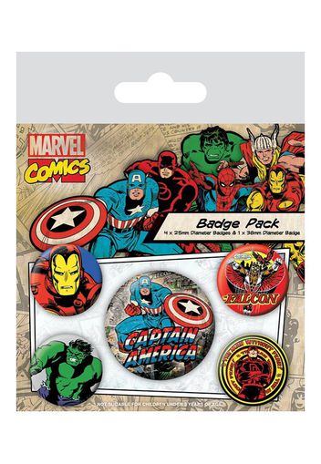 Marvel Comics - Retro Multicolored Pack Of 5 - Buttons