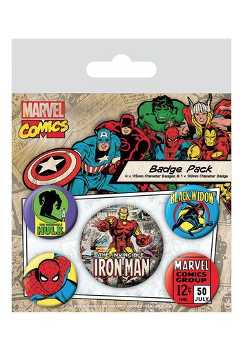 Marvel Comics - Retro Multicolored Pack Of 5 - Buttons