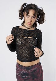 Minga London - Dahlia Black Shrug & Cami Lace Set - Tops