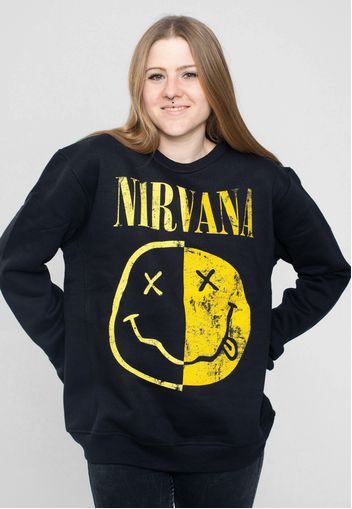 Nirvana - Split Smiley Charcoal - Sweater