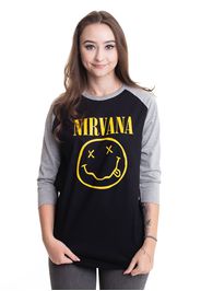 Nirvana - Yellow Smiley Black/ Grey - Longsleeves